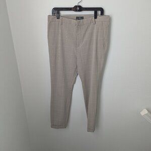 H&M Men's Cream + White Checked Skinny Fit Trousers, 33
